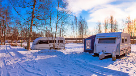 Dauercamper im Winter